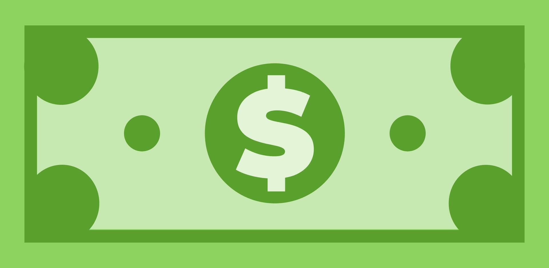 Cash money-dollar note icon, green banknote, representing concepts like money and wealth, illustration of a green banknote with the dollar symbol. vector