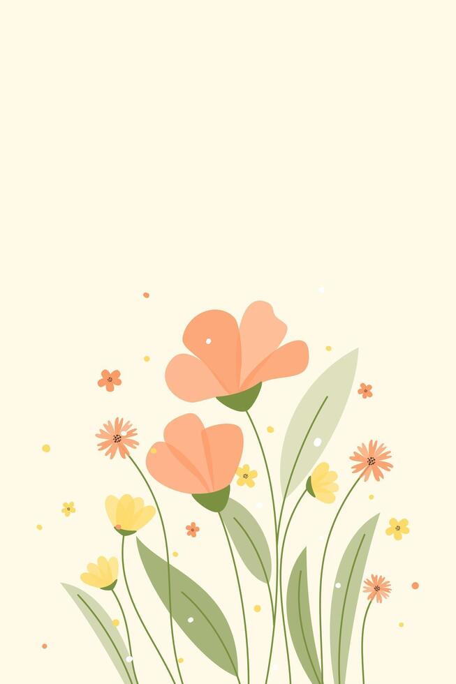 vertical spring background with flowers vector