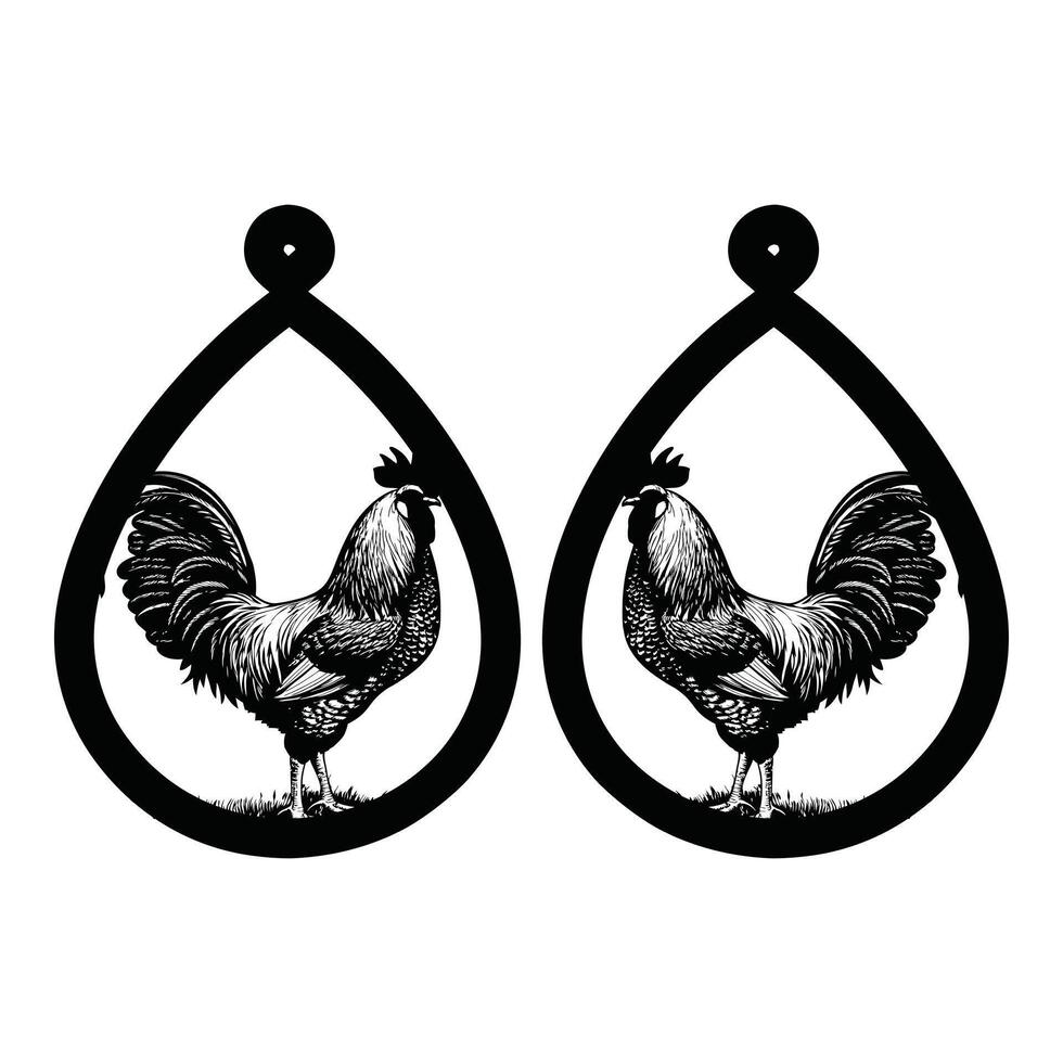 Feather Pattern Chicken Earrings vector