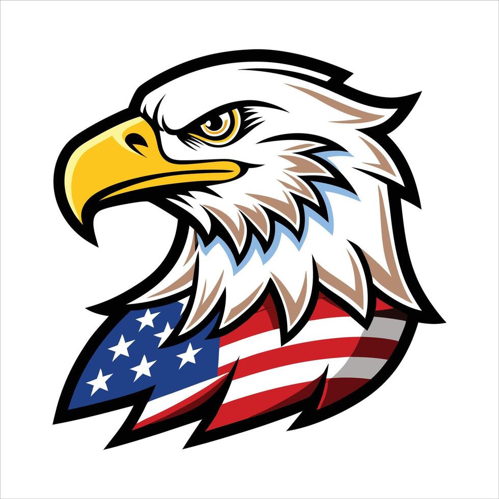 Bald Eagle with Stars and Stripes vector