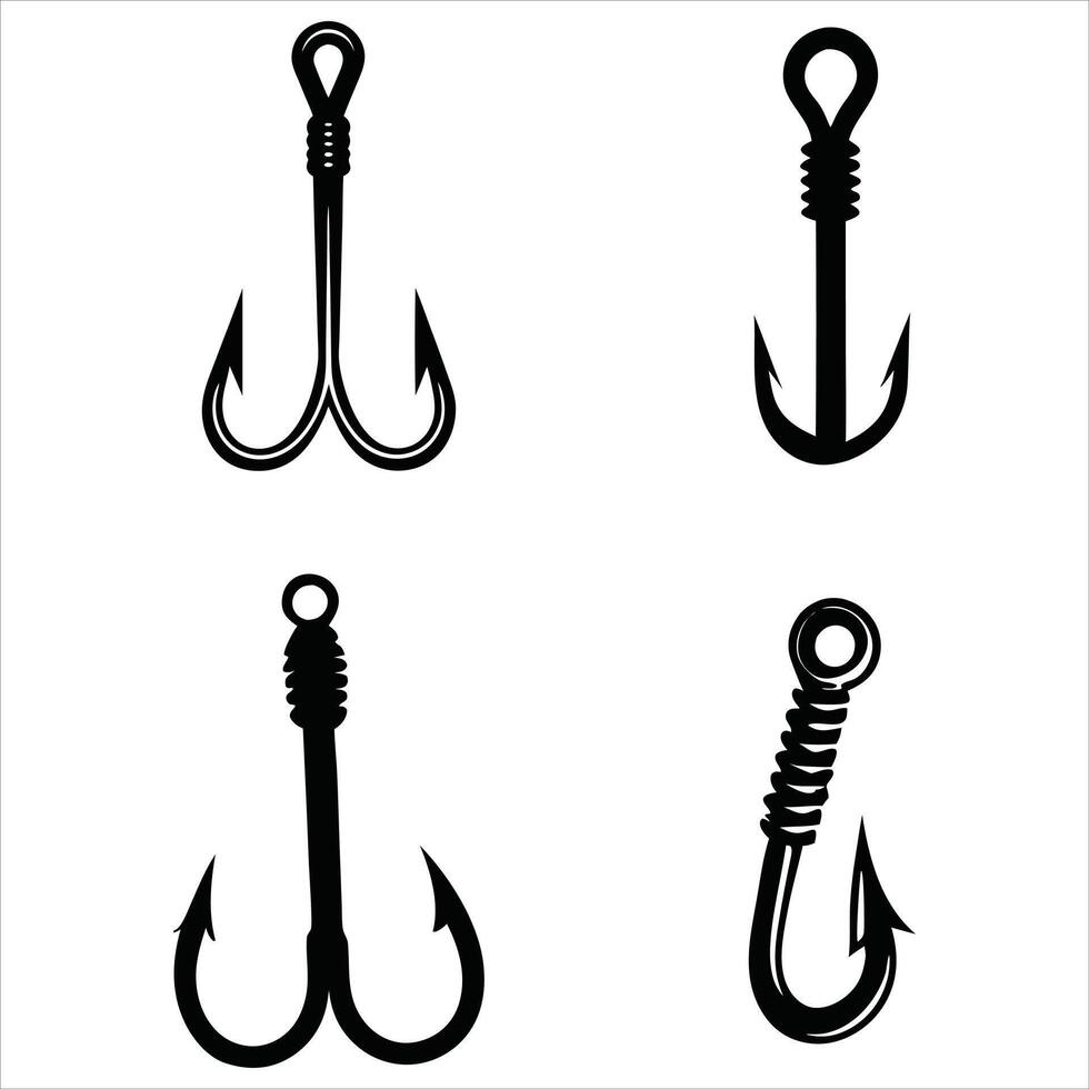 Simple Fishing Hook Stencil vector