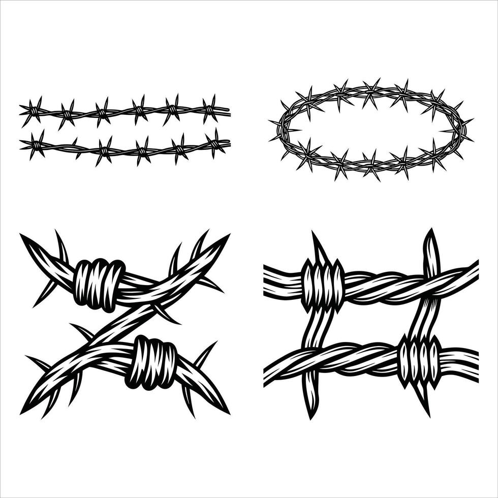 Rustic Fence Barbed Wire Clipart vector