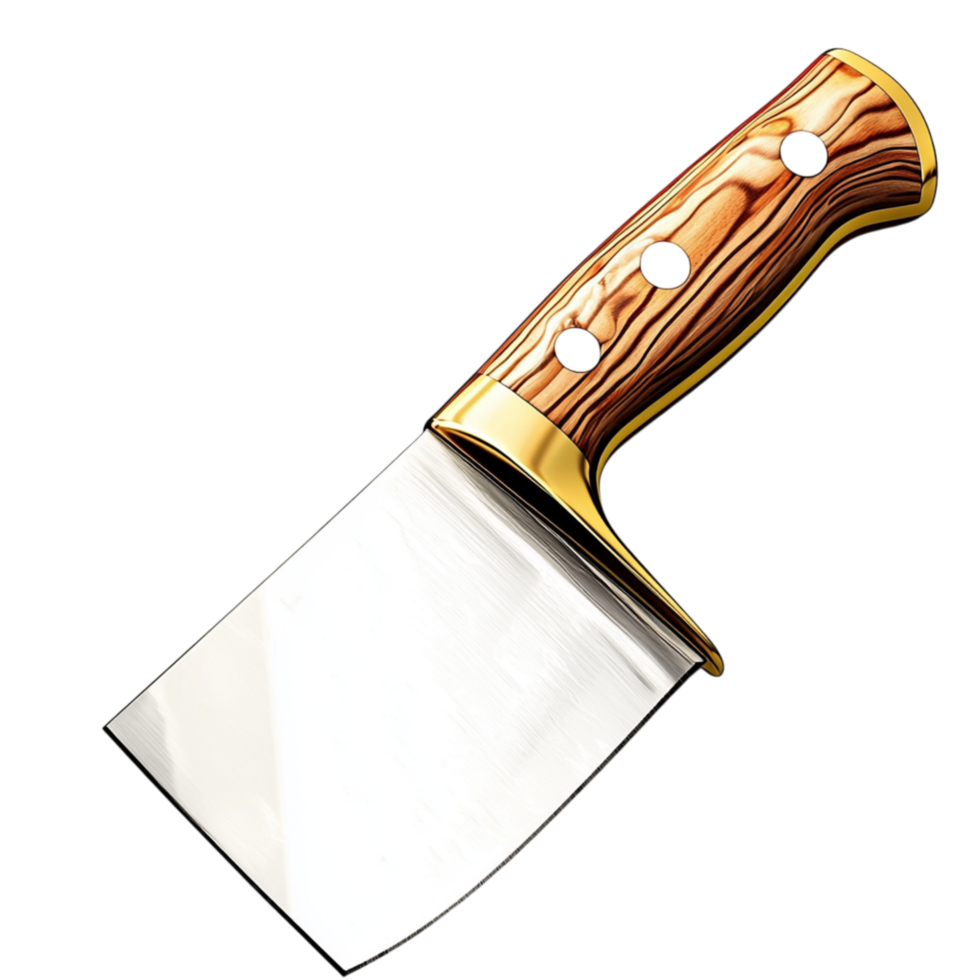 Sharp butcher knife a wooden hle for precise cutting png