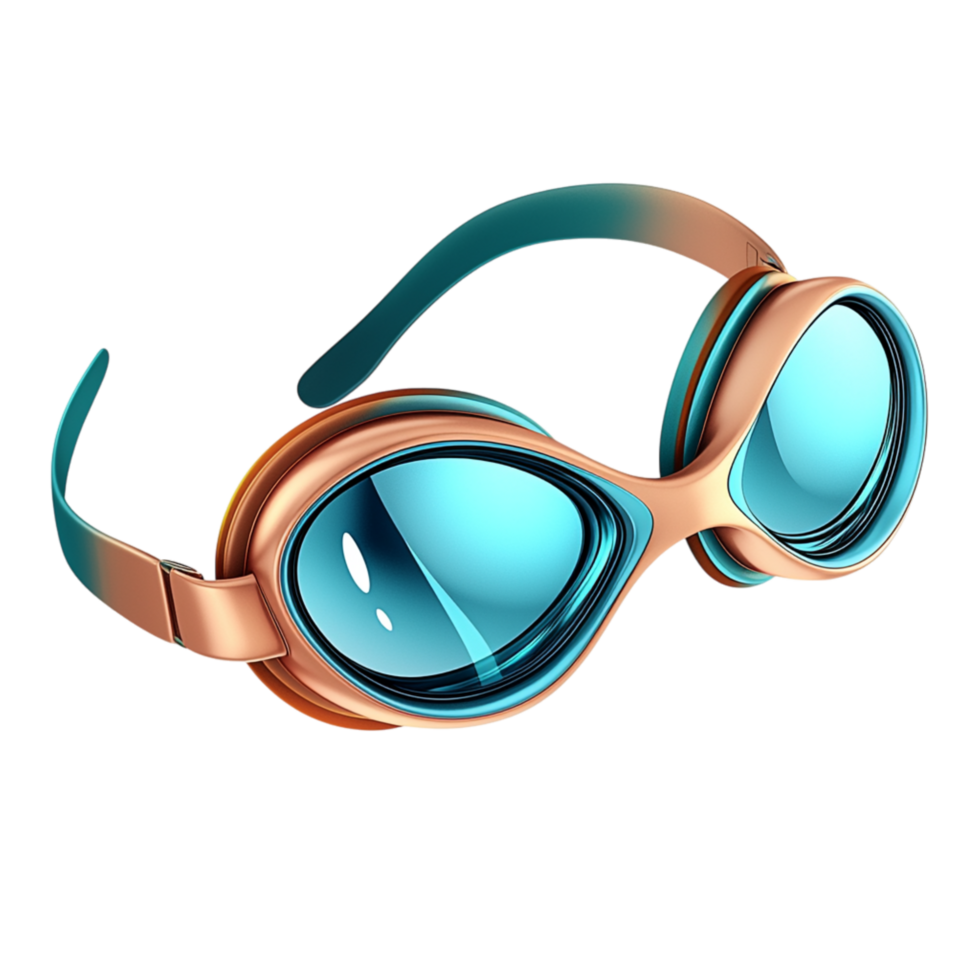 Stylish swimming goggles blue lenses a modern design png