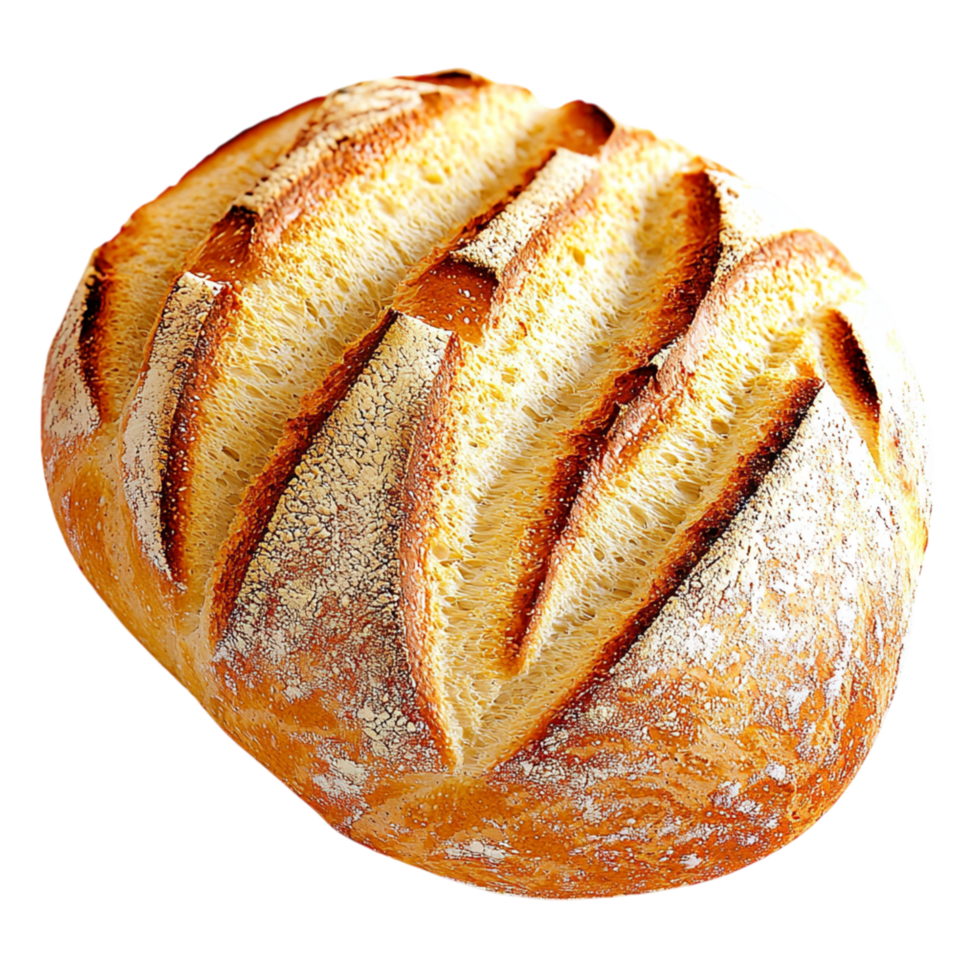 Rustic round loaf of bread a golden crispy crust png