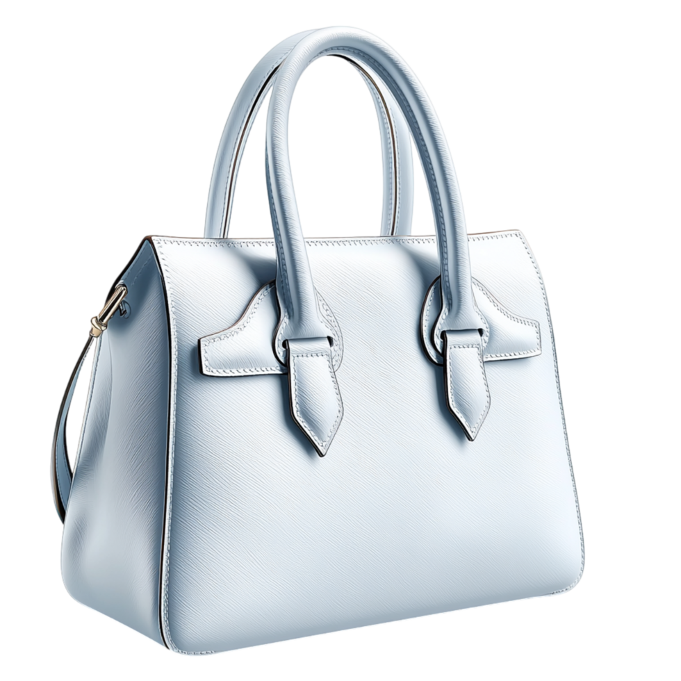 Stylish light blue hbag sturdy hles a smooth finish png