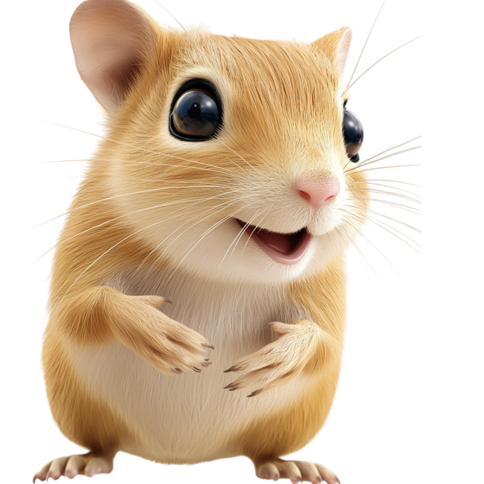 Cute brown gerbil big shiny eyes png