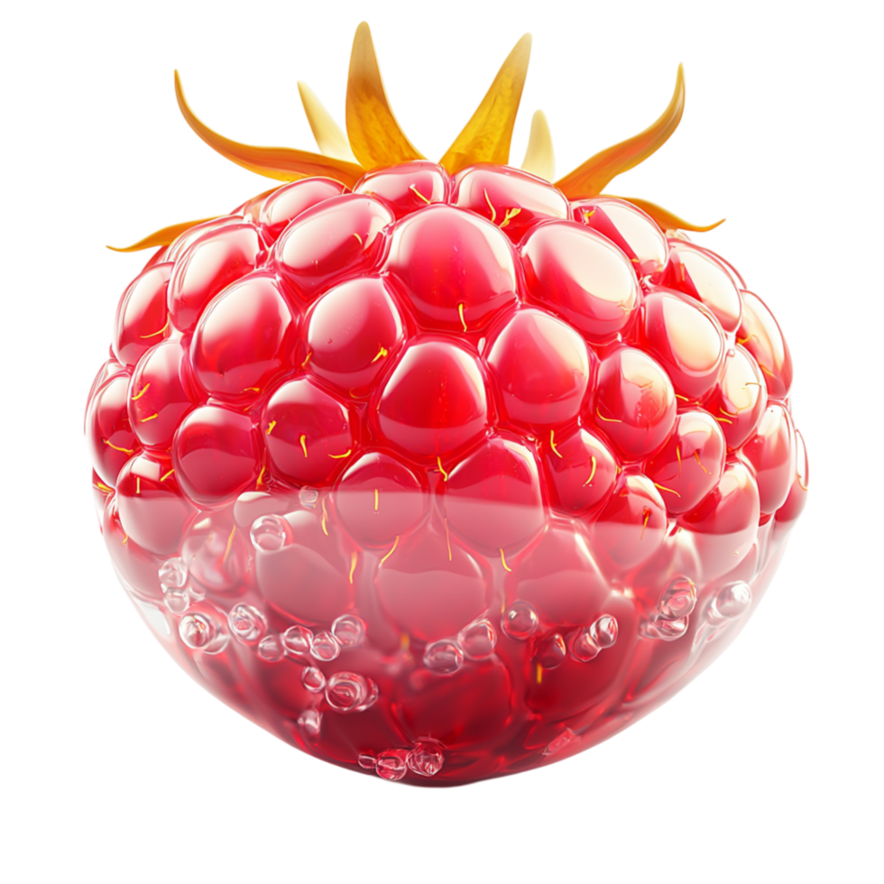 Fresh juicy raspberry tiny bubbles a vibrant red color png