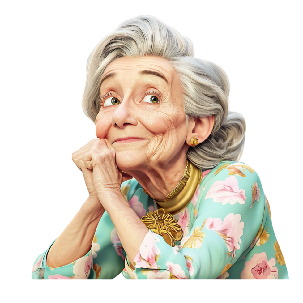 Sweet elderly woman bright eyes a warm gentle expression png