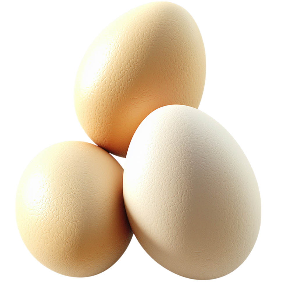 Three smooth eggs a natural offwhite shell soft shadows png