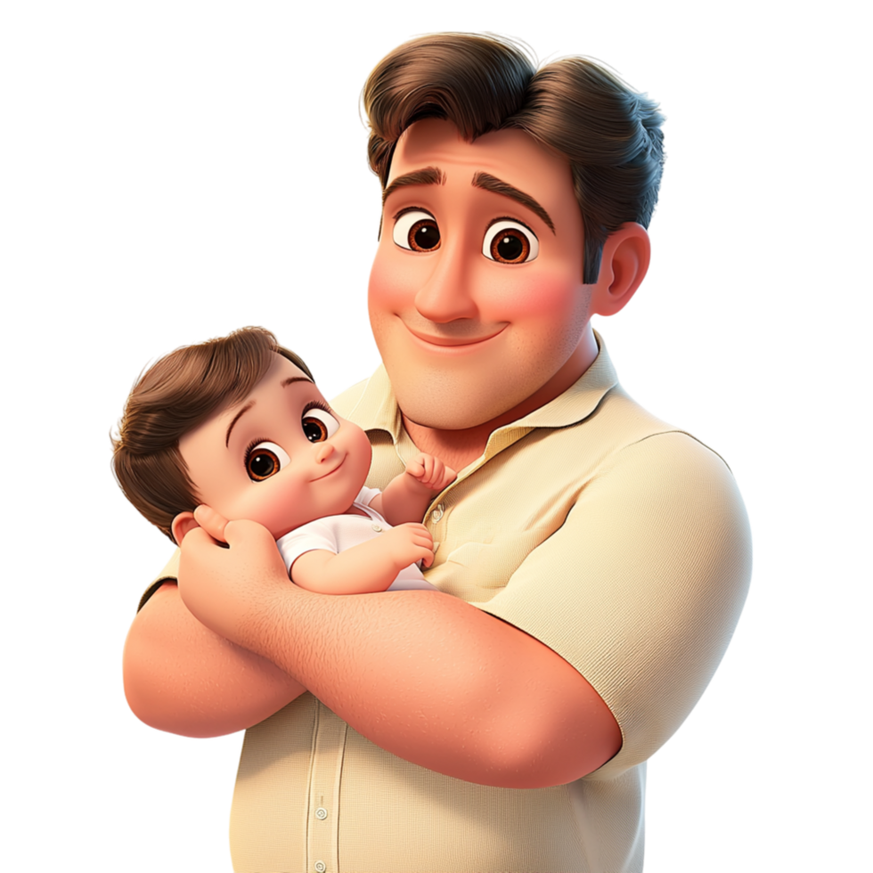 Loving father holding his baby in his arms a gentle smile png