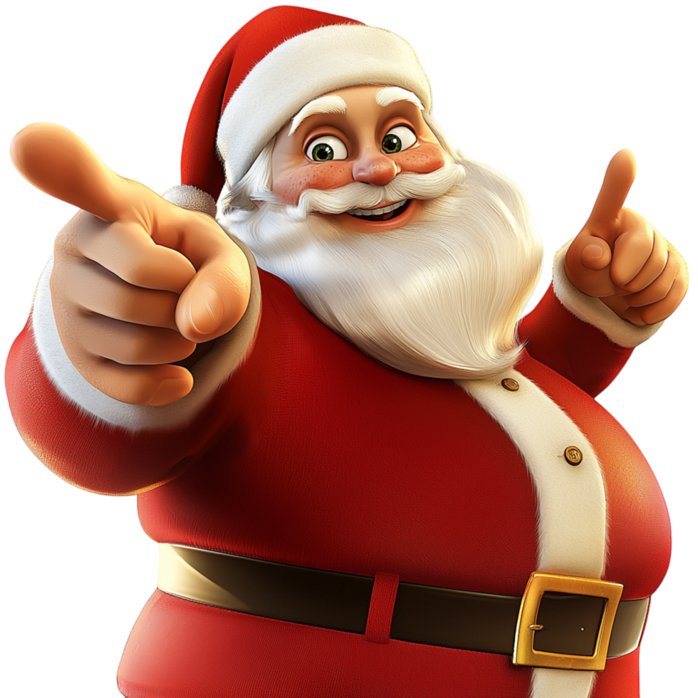 Jolly Santa Claus a big smile pointing playfully both hs png