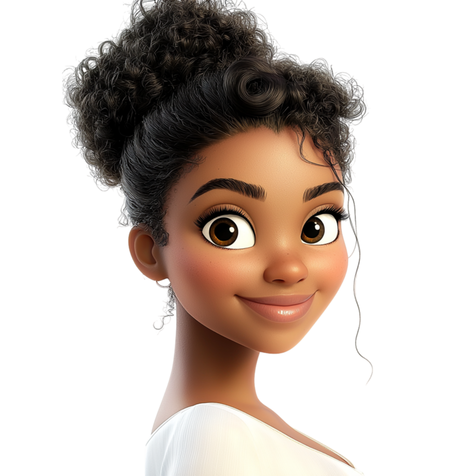 Beautiful young woman curly hair a confident smile png