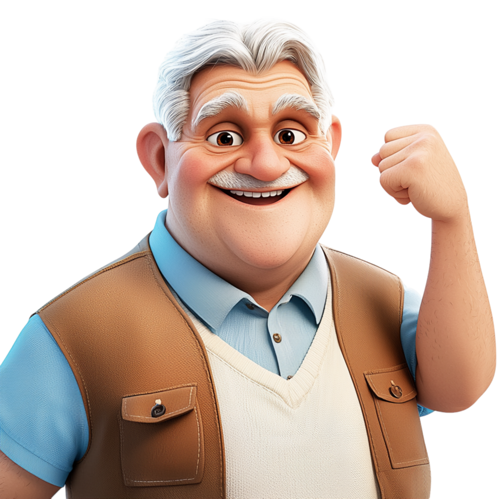 Friendly elderly man silver hair a warm confident smile png
