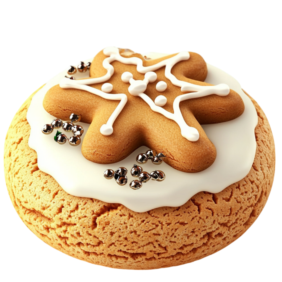Delicious gingerbread cookie white icing decorative sugar pearls png