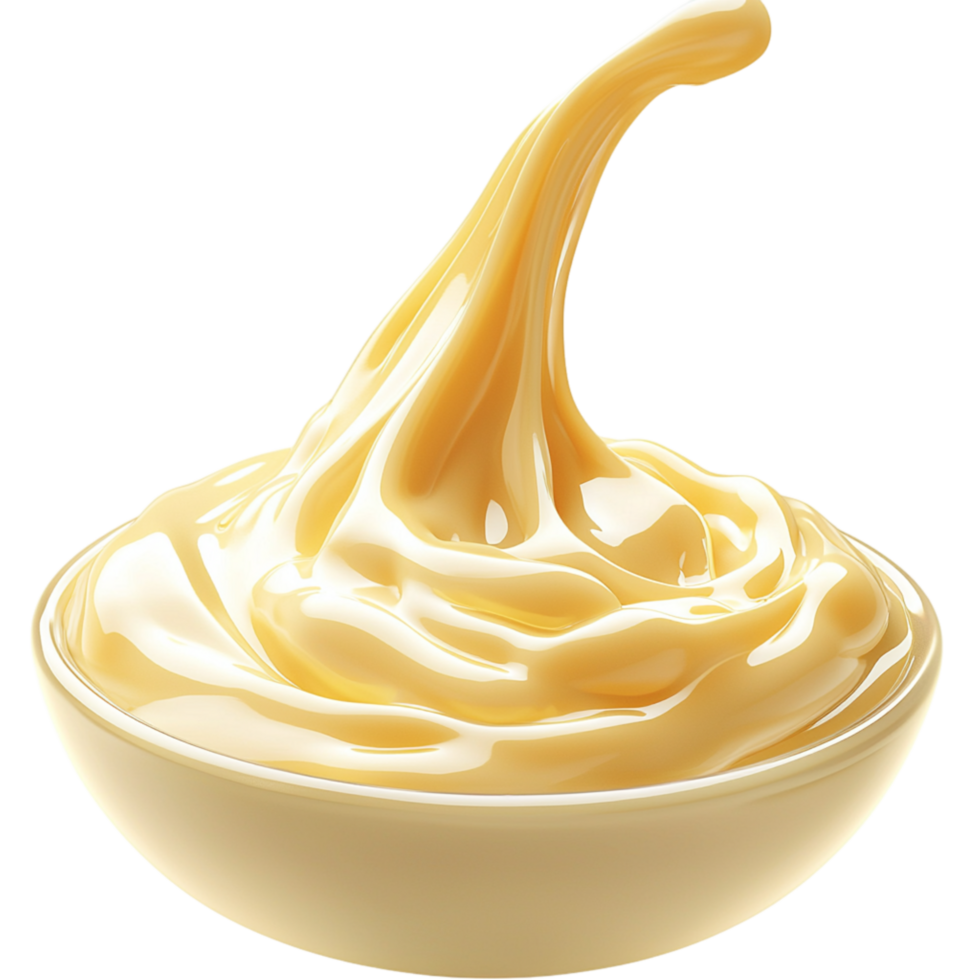 Smooth creamy swirl of mayonnaise in a bowl a glossy texture png