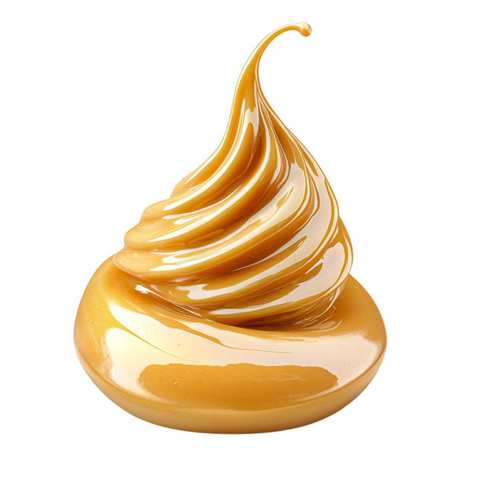 Smooth swirl of golden caramel sauce a glossy texture png