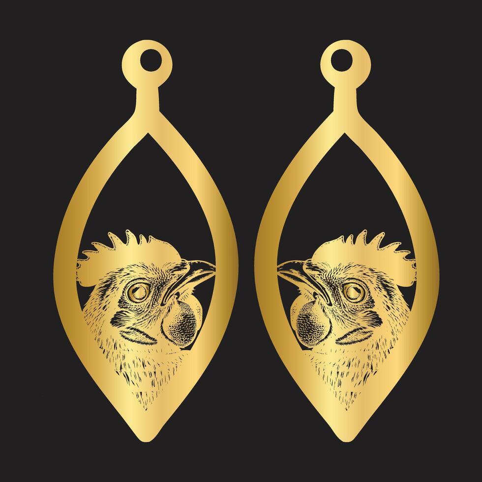 DIY Chicken Earrings Outline vector
