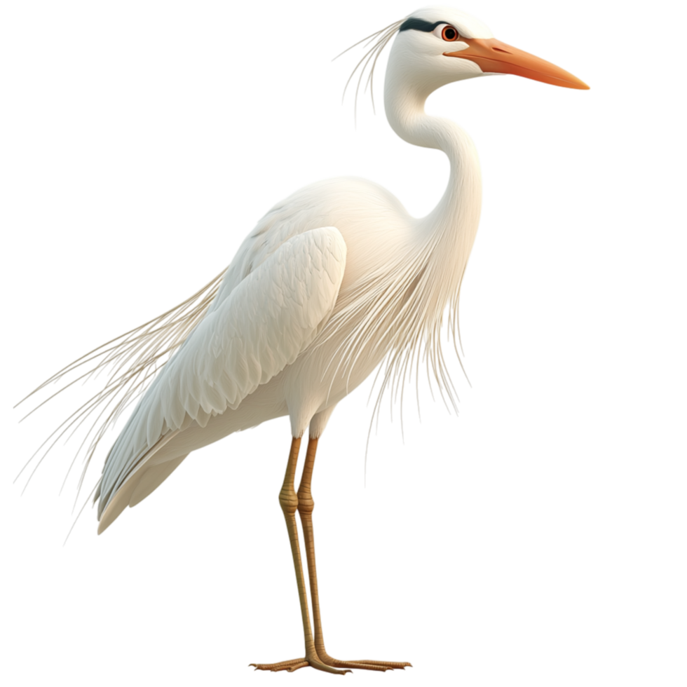 Graceful white egret sting tall a long beak png