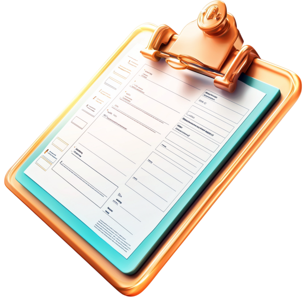 Neatly arranged clipboard a detailed form attached png