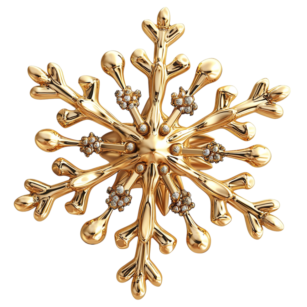 Intricate golden snowflake a symmetrical pattern png