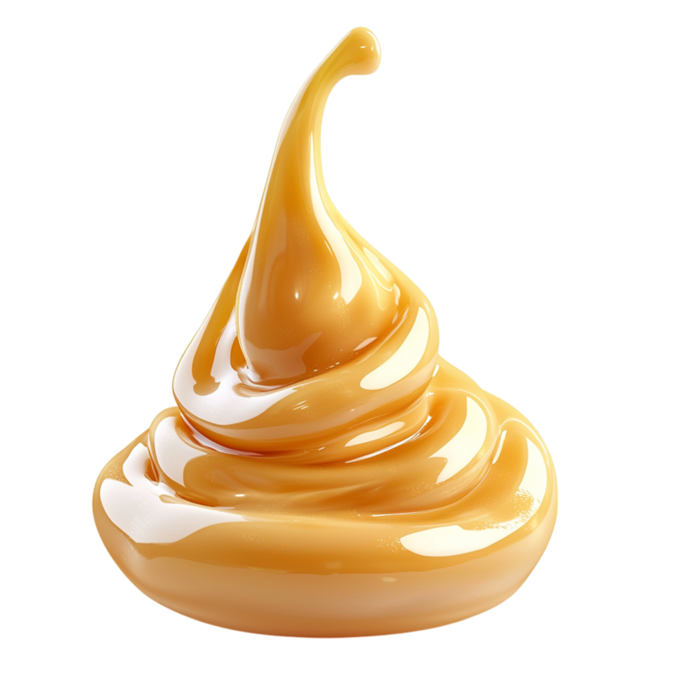 Smooth Swirl of Golden Caramel Sauce a Glossy Textures png