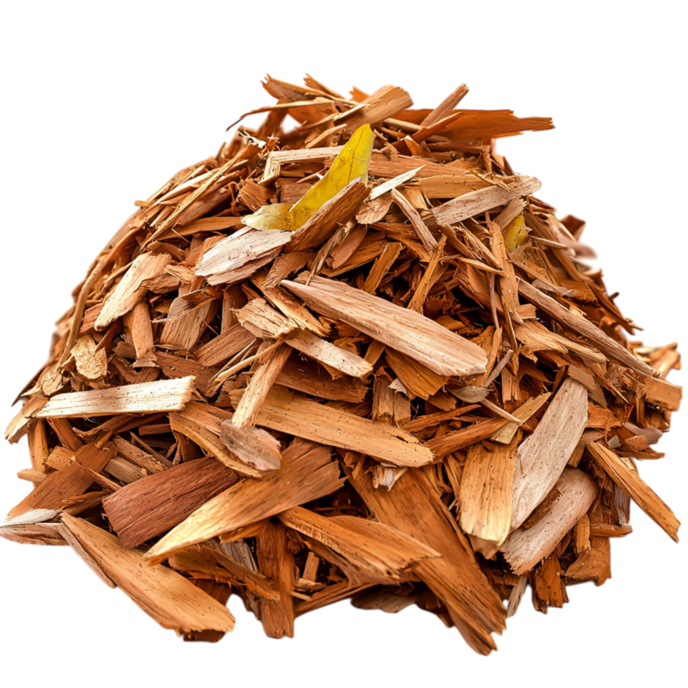Pile of natural wooden chips rough edges png