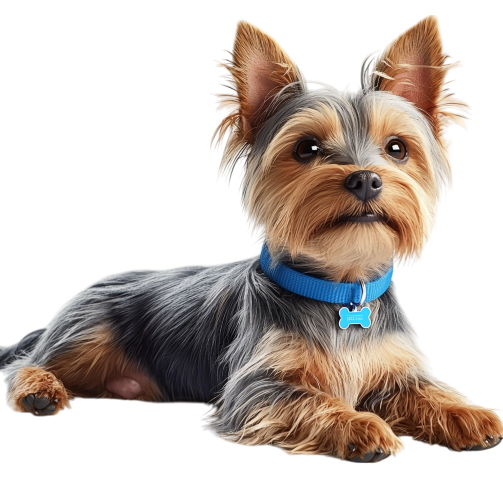 Adorable Yorkshire Terrier Puppy a Blue Collars png