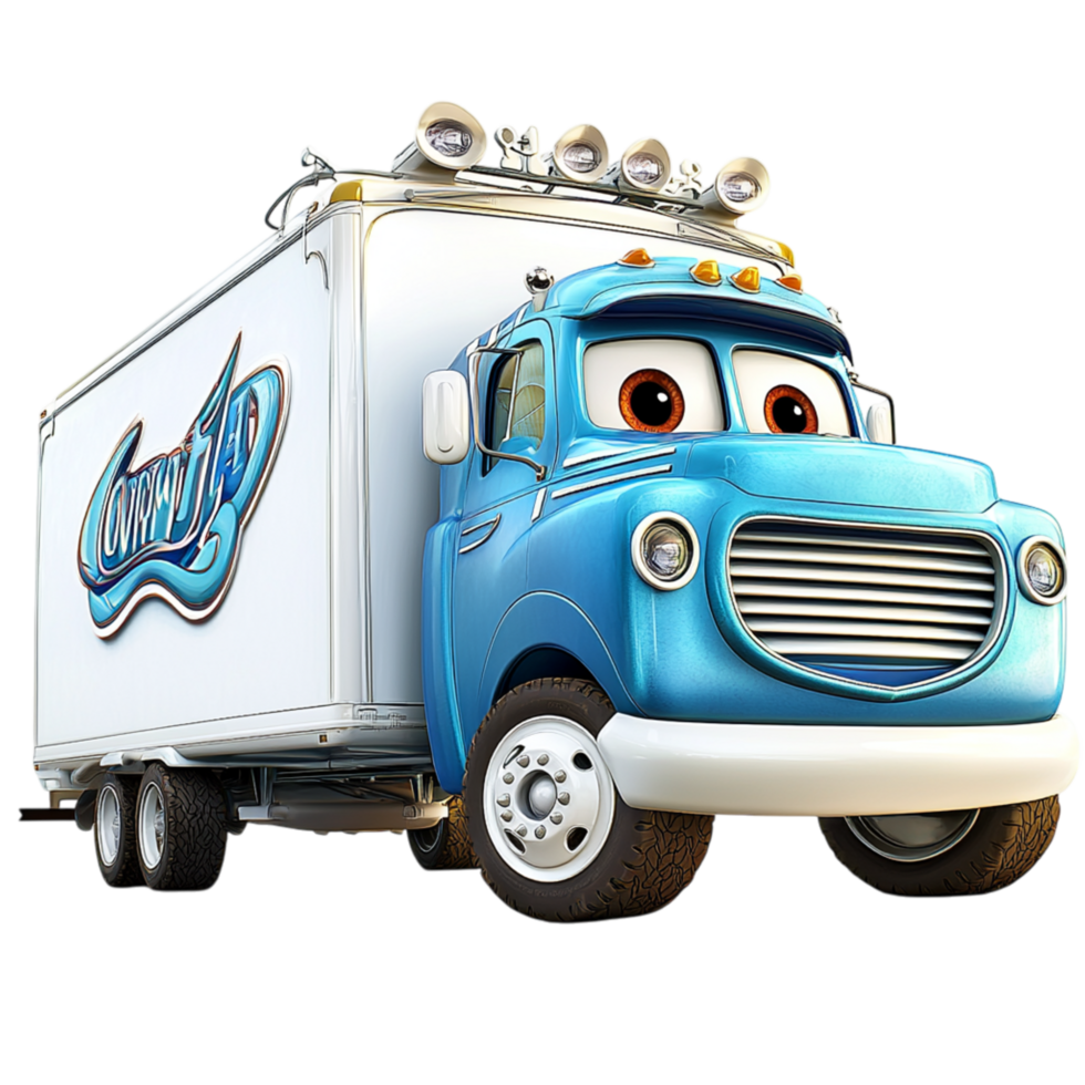 Friendly Animated Delivery Truck a Smiling Facese png
