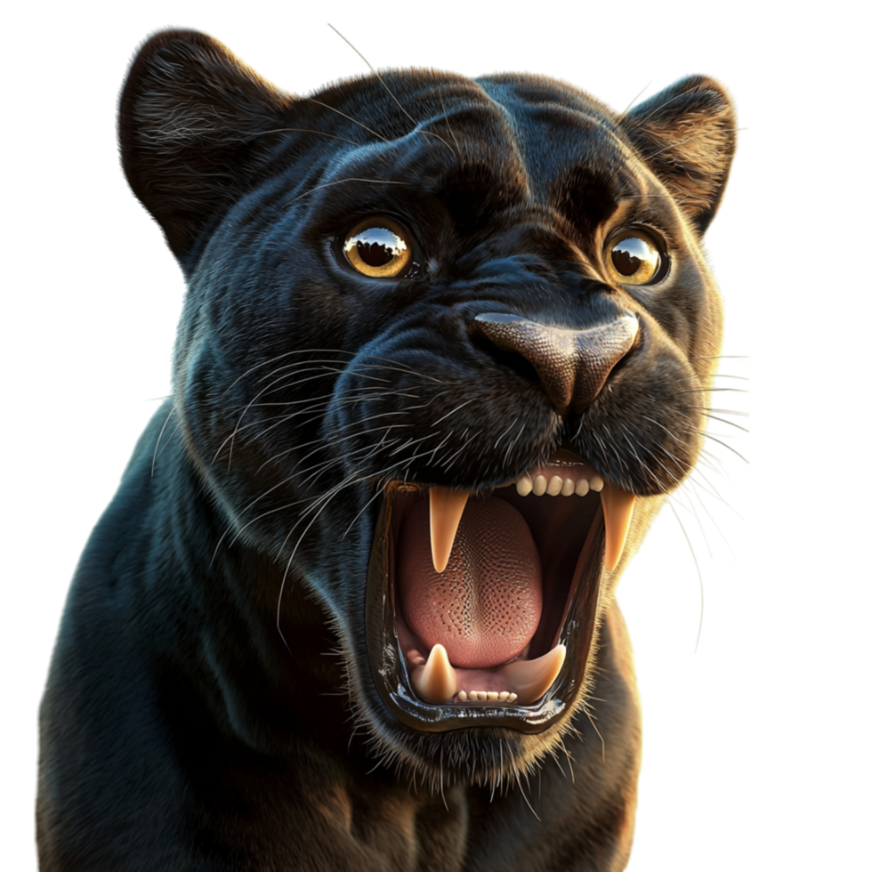 Fierce Black Panther Sharp Teeth Intense Eyeses png