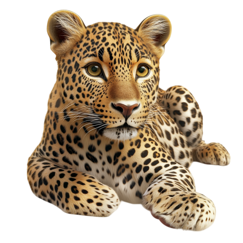 Majestic Spotted Leopard Resting on the Groundes png