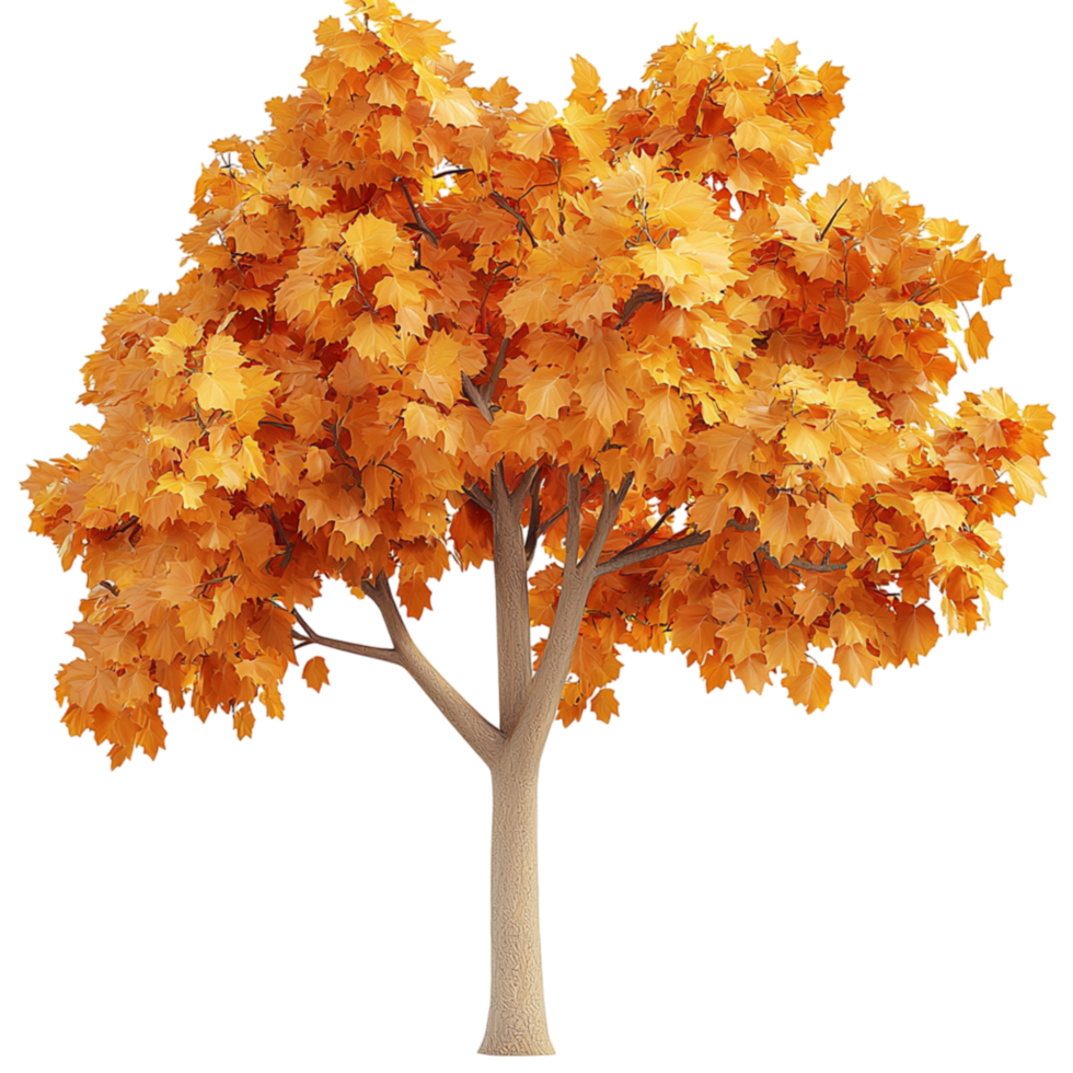 Large Autumn Tree Vibrant Orange Yellow Leaveses png