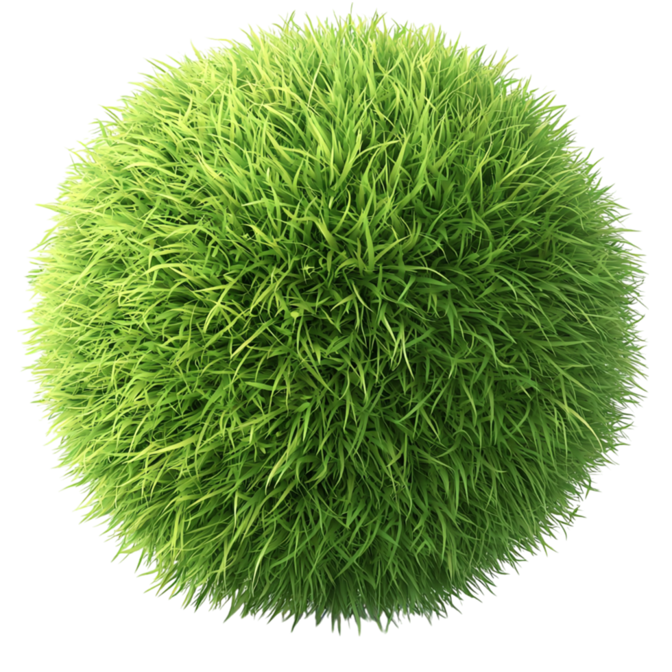 Round, Fluffy Green Grass Ball a Soft Texture png