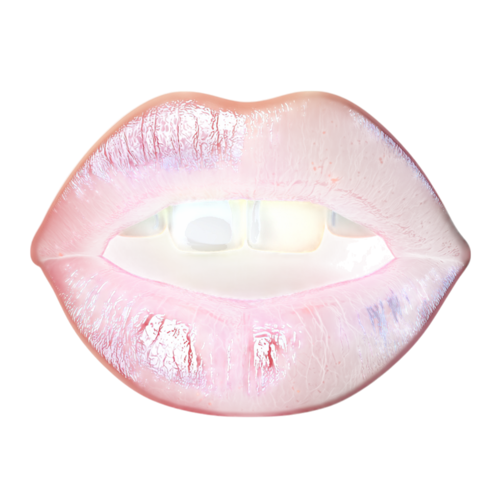 Glossy Red Lips a Sparkling Finish, Revealing White Teeth png