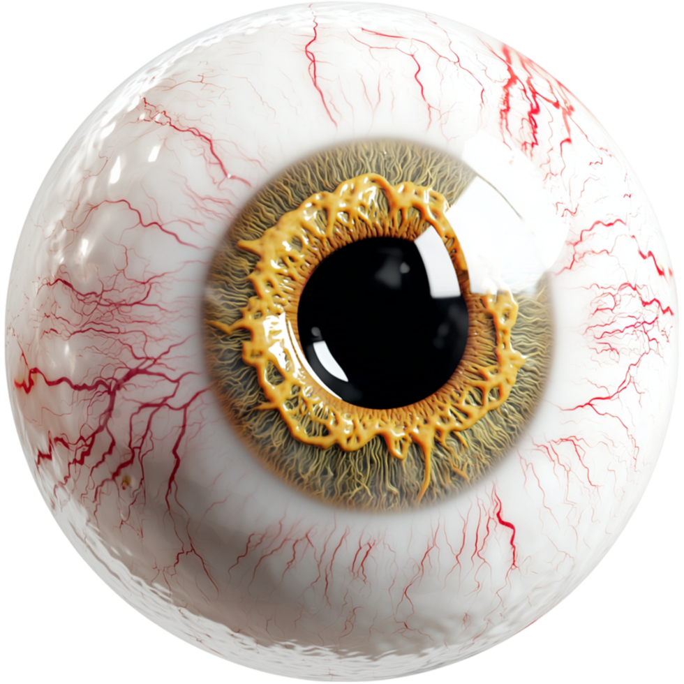 Realistic Human Eyeball Detailed Veins a Golden Iris png