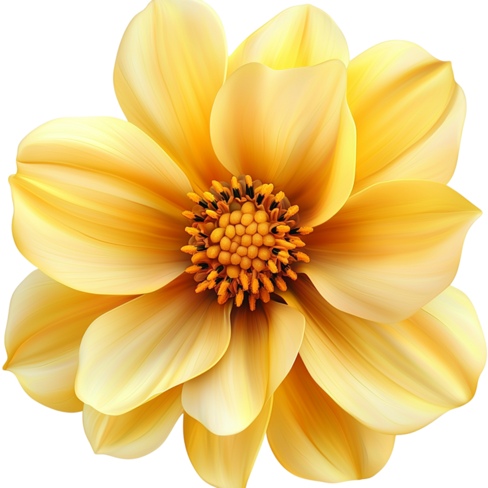 Bright Yellow hlia Flower Delicate Layered Petalses png
