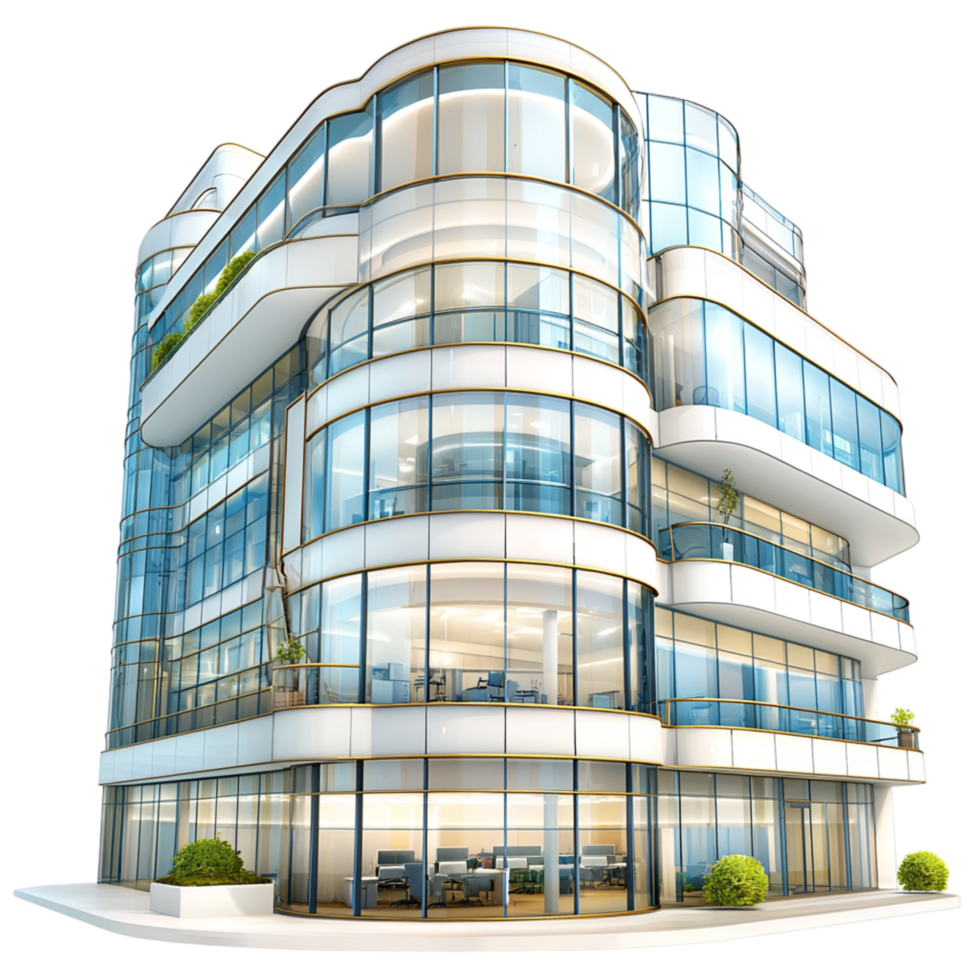 Modern Glass Office Building Multiple Floors Balconieses png