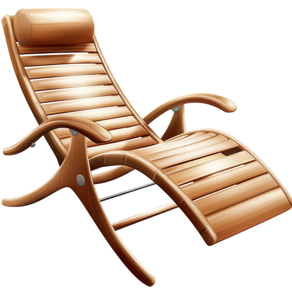 Comfortable Wooden Reclining Chair a Padded Headrestes png