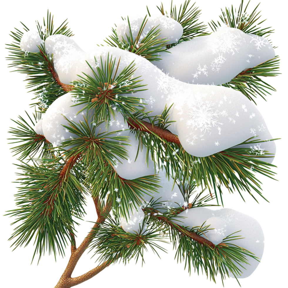 Snowcovered pine branches fresh white frost png