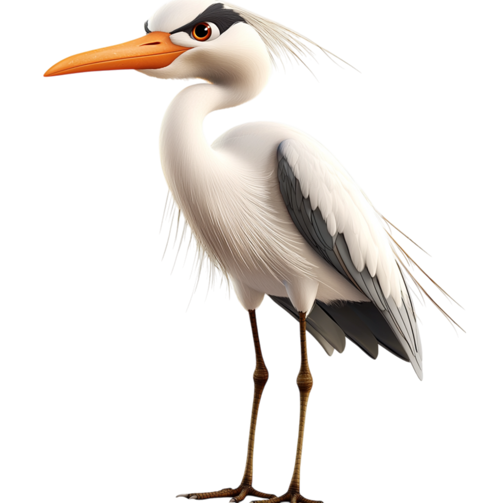 Graceful white heron bird sting a sharp gaze png