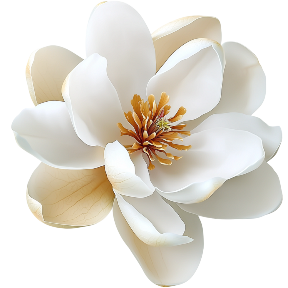 Delicate white magnolia flower in full bloom png