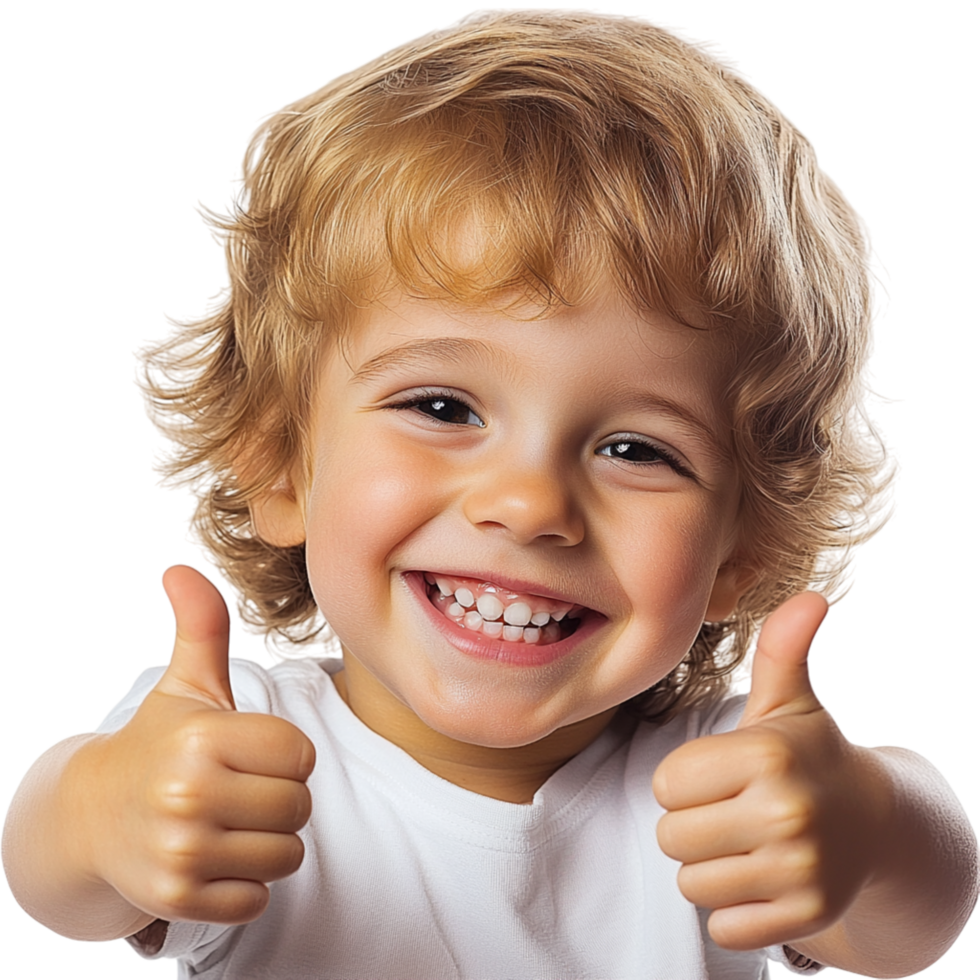 Happy child giving a cheerful thumbs up gesture png