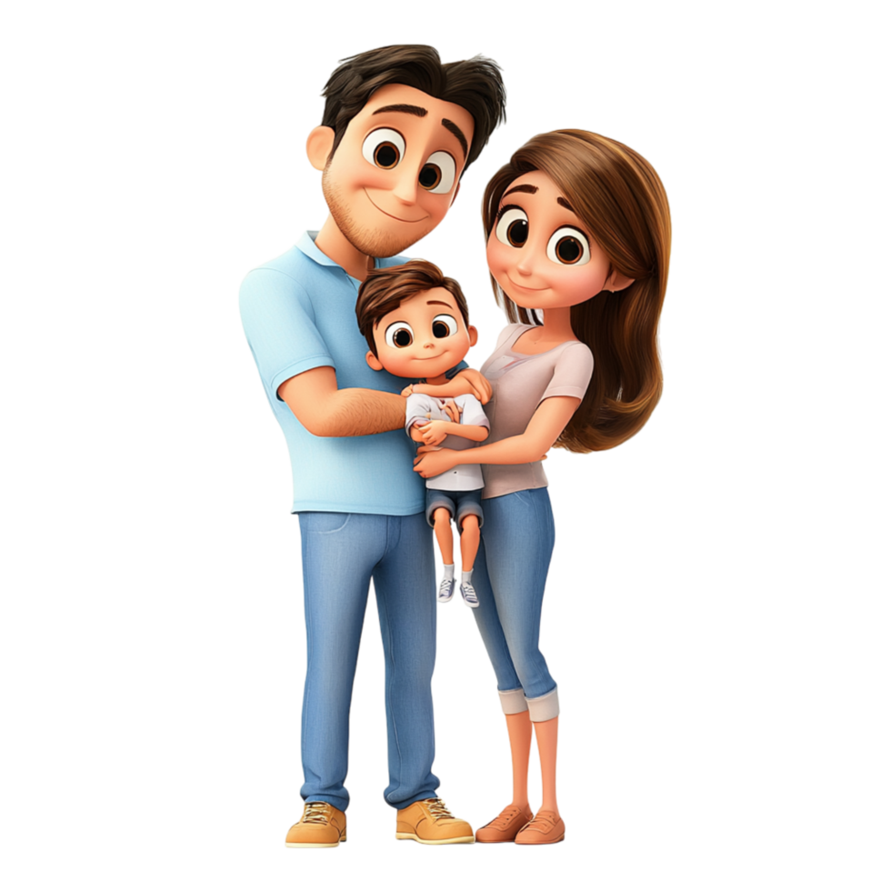 Happy animated family sting together love joy png
