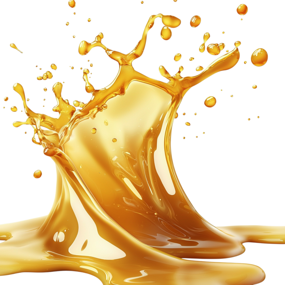 Thick golden honey splashing in the air a smooth glossy texture png