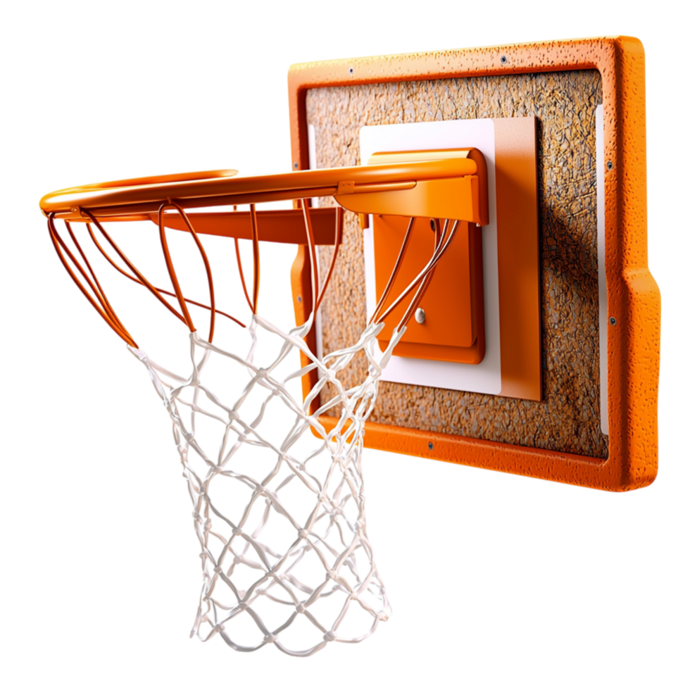 Classic orange basketball hoop a white net attached to a backboard png