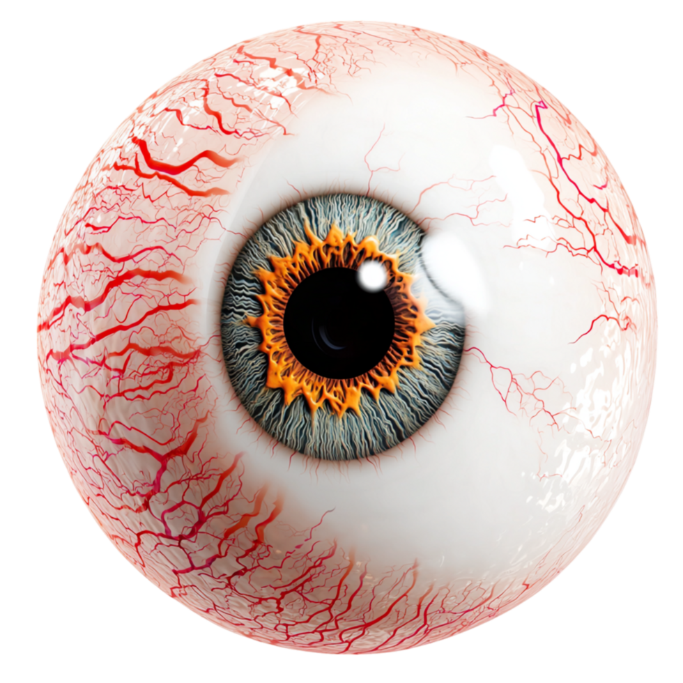 Realistic human eyeball detailed veins a golden brown iris png