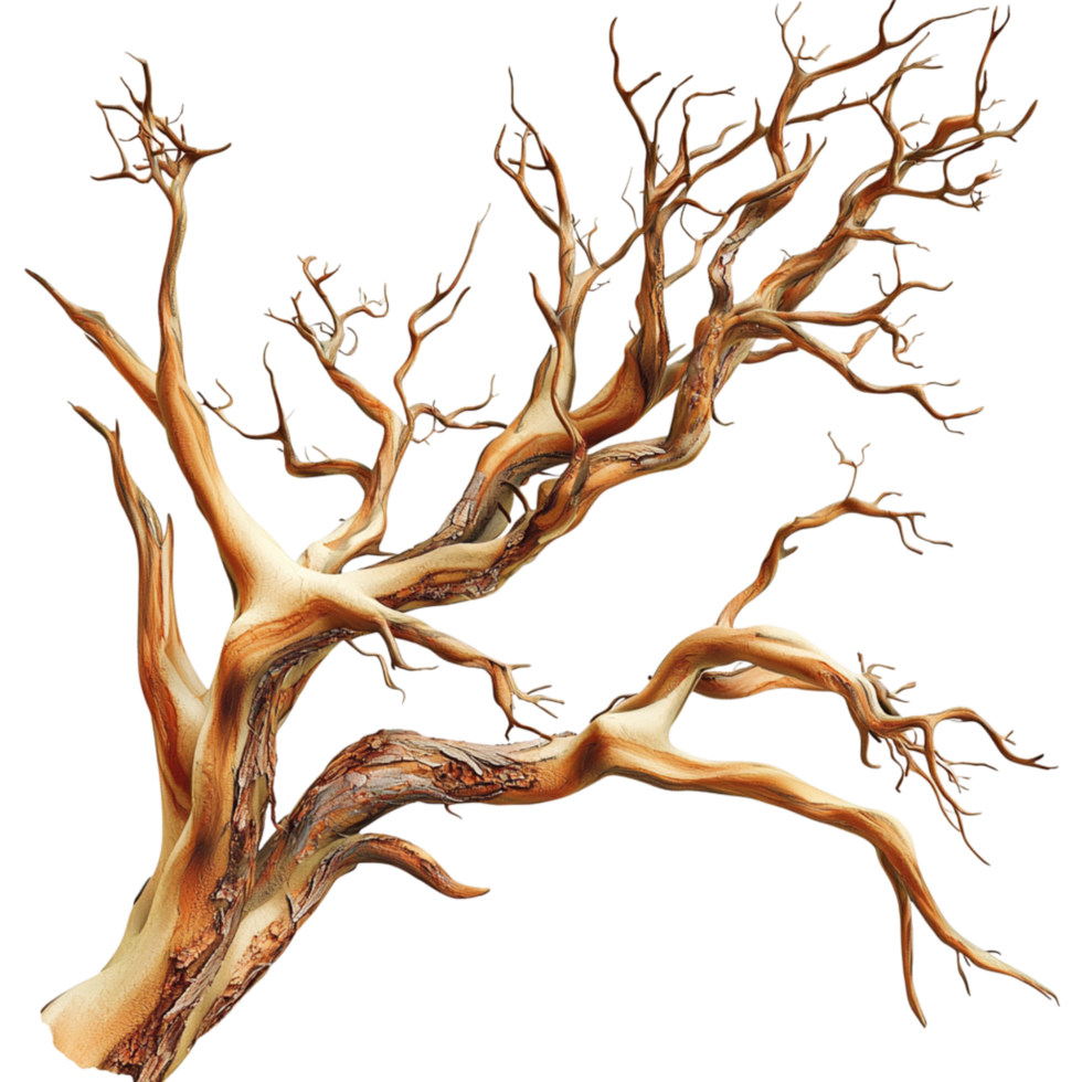 Twisted leafless tree gnarled branches reaching outward png