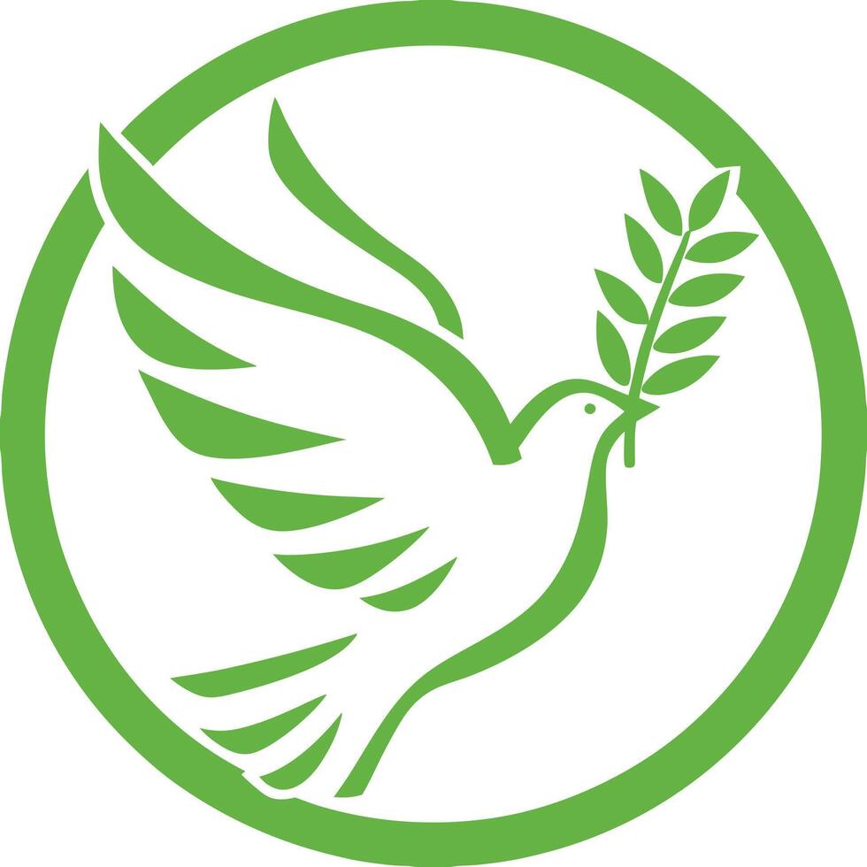Peaceful dove carrying olive branch design. vector
