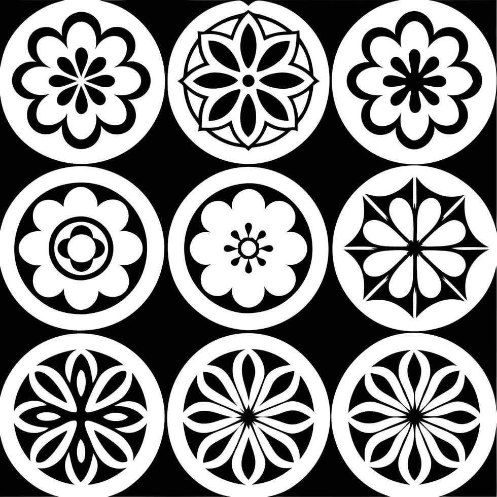 Floral set design black icon. vector