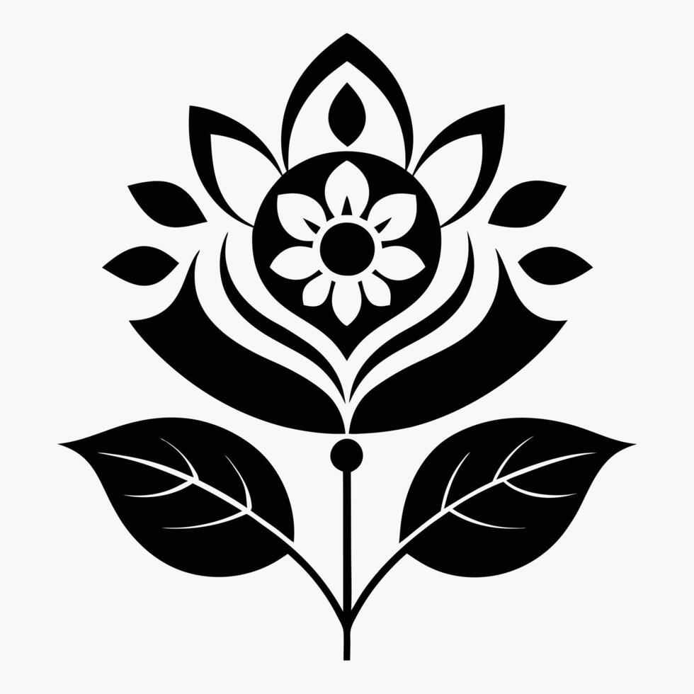 Floral design black color. vector